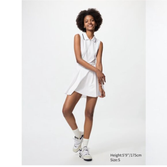 Uniqlo AIRism Soft Polo Dress White with Pockets New With Tags NWT NEW - Picture 1 of 2